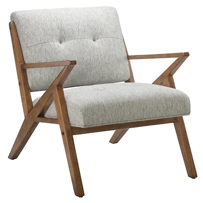 Gray Upholstered Angled Wood Frame Armchair