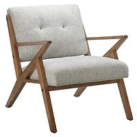 Gray Upholstered Angled Wood Frame Armchair