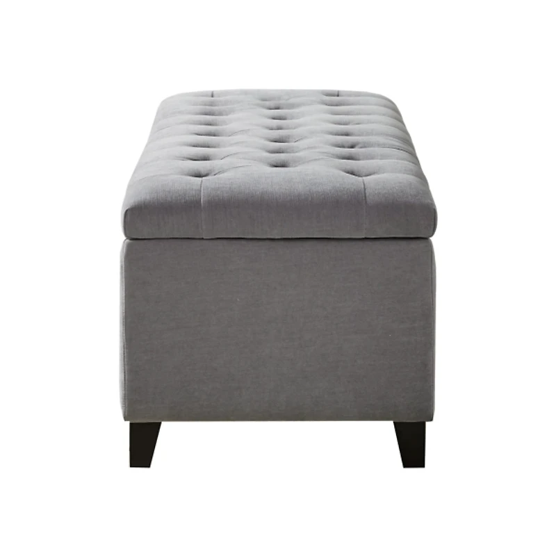 Light Gray Button Tufted Storage Bench