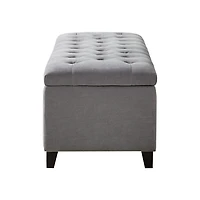 Light Gray Button Tufted Storage Bench