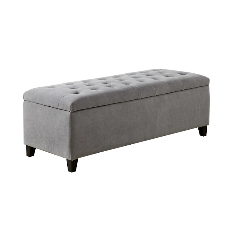 Light Gray Button Tufted Storage Bench