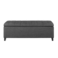Dark Gray Button Tufted Storage Bench