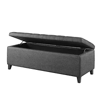 Dark Gray Button Tufted Storage Bench