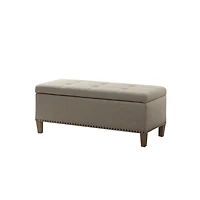Light Gray Linen Button Tufted Storage Bench