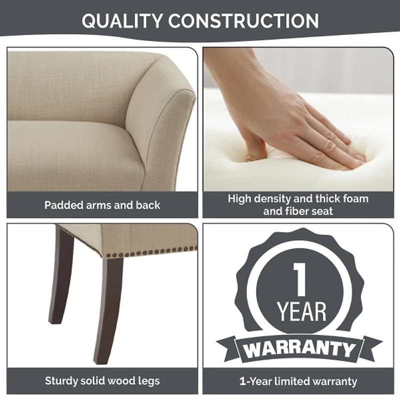 Cream Low Back Flared Arms Bench