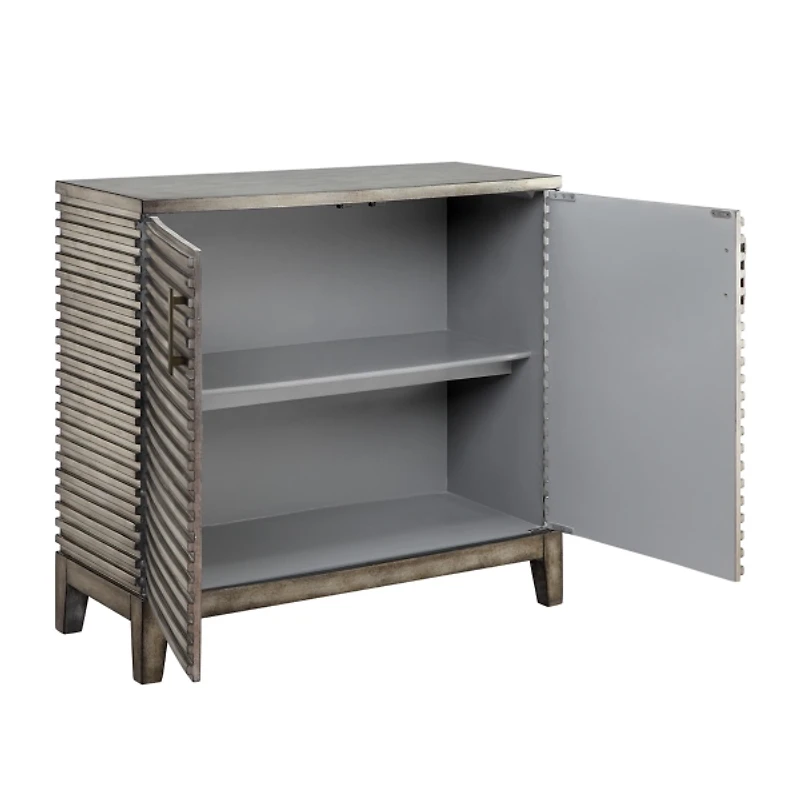 Distressed Gray Linear 2-Door Wooden Chest