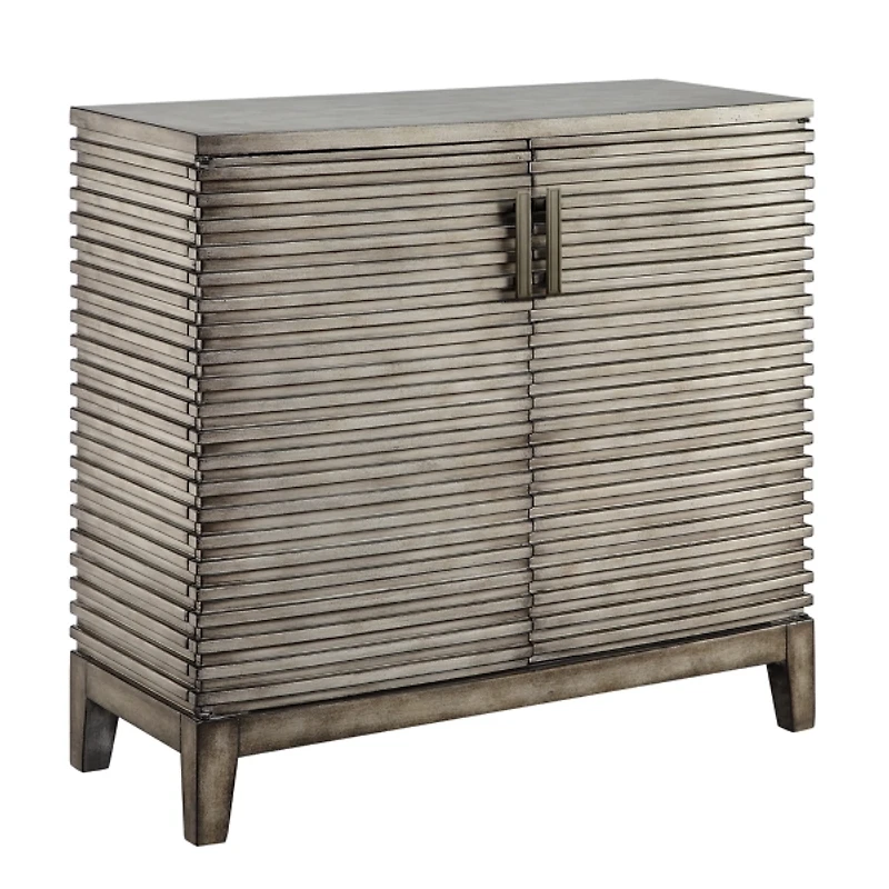 Distressed Gray Linear 2-Door Wooden Chest