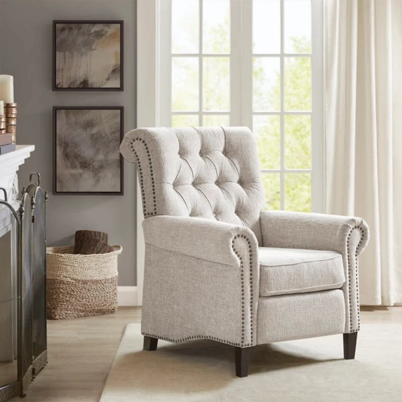 Tufted Back Nailhead Trim Recliner Armchair