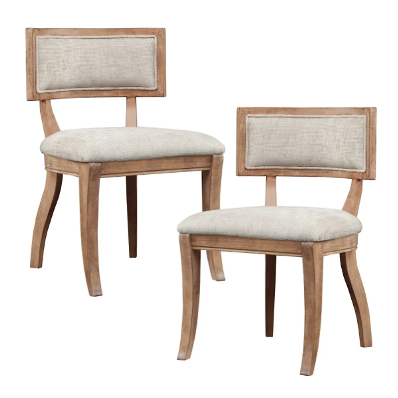 Beige Curved Back Dining Chairs, Set of 2