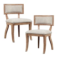 Beige Curved Back Dining Chairs, Set of 2