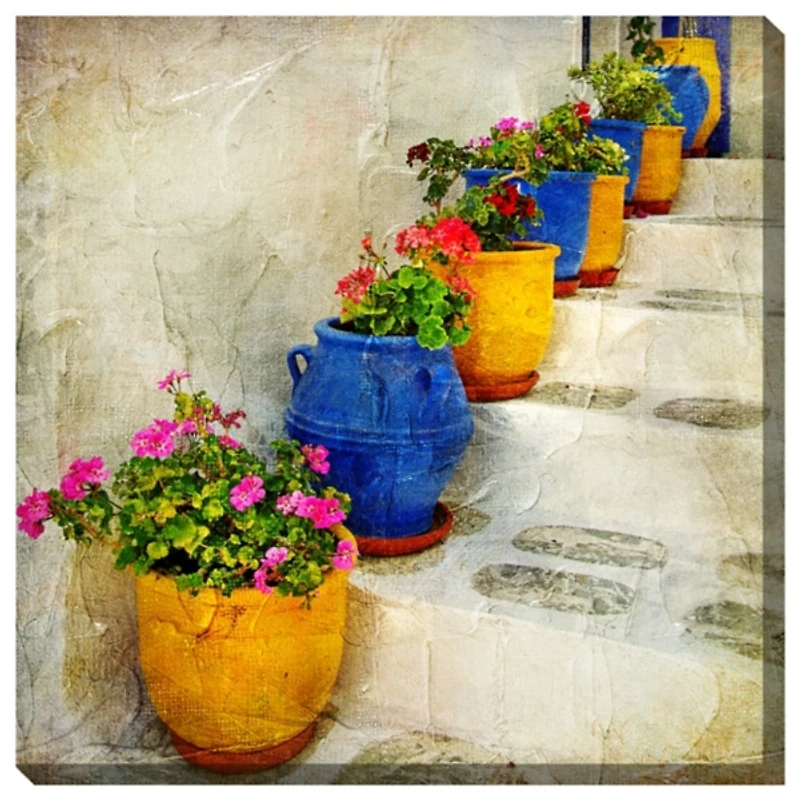 Bright Pots Outdoor Canvas Art Print