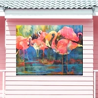 Flirty Flamingos Outdoor Canvas Art Print