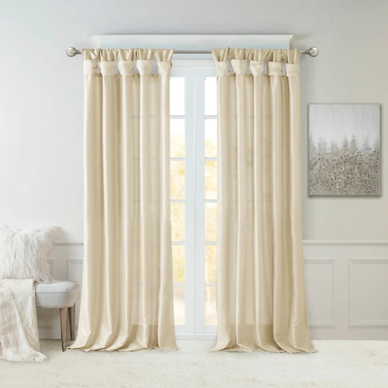 Tan Twist Top Curtain Panel, 108 in.