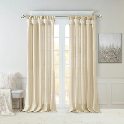 Tan Twist Top Curtain Panel, 108 in.
