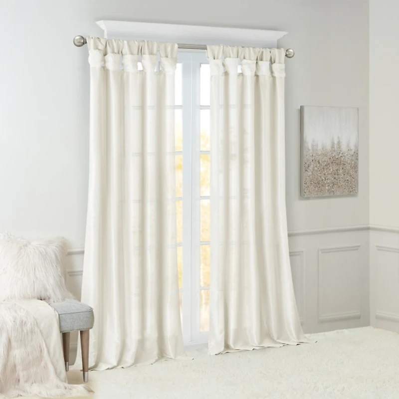 White Twist Top Curtain Panel, 120 in.