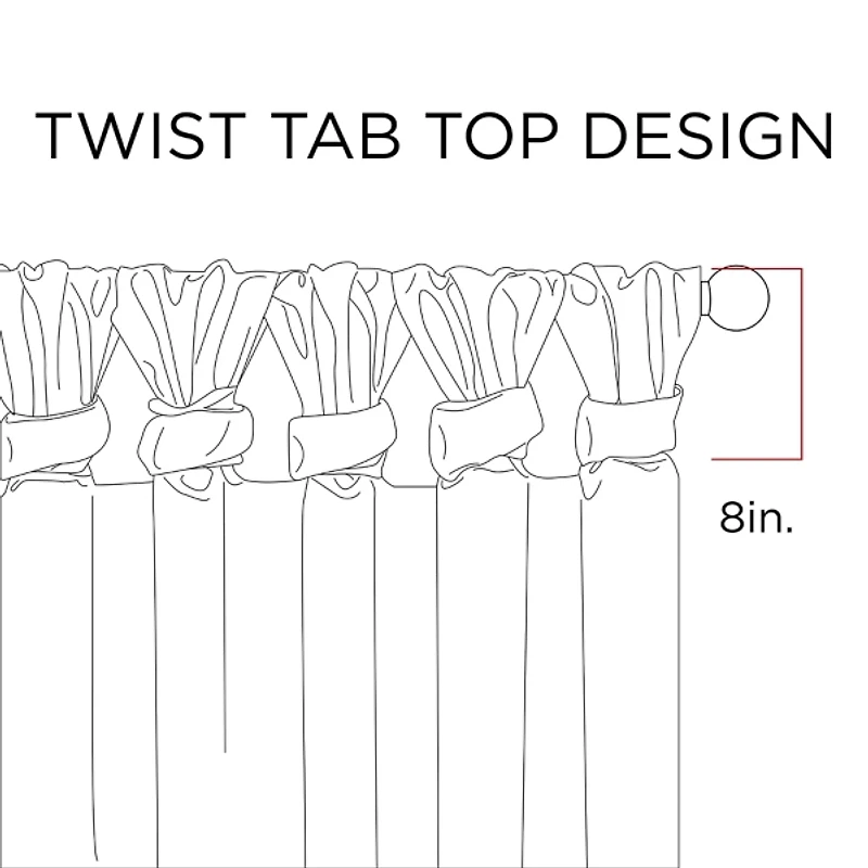 White Twist Top Curtain Panel, 120 in.