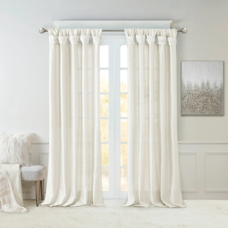 White Twist Top Curtain Panel, 120 in.