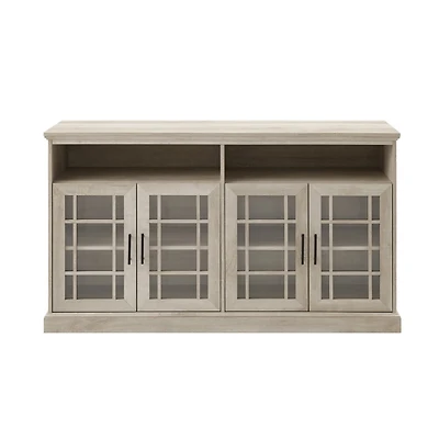 White Oak Glass Door TV Stand, 58 in.