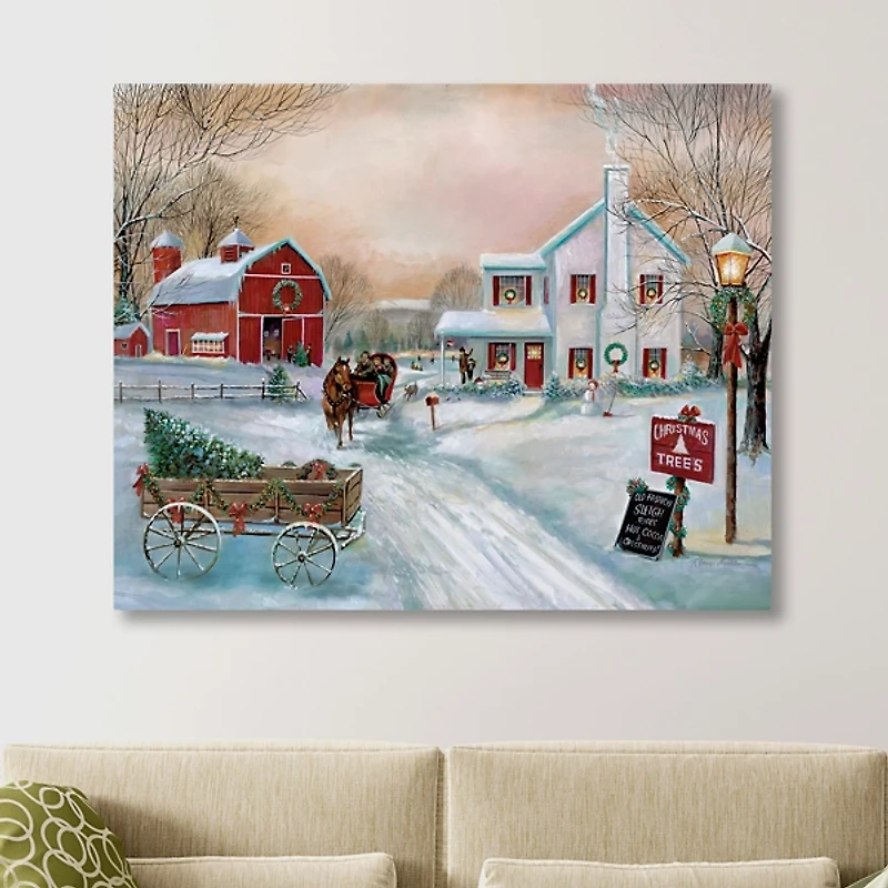 Christmas Tree Farm in Snow Canvas Art Print