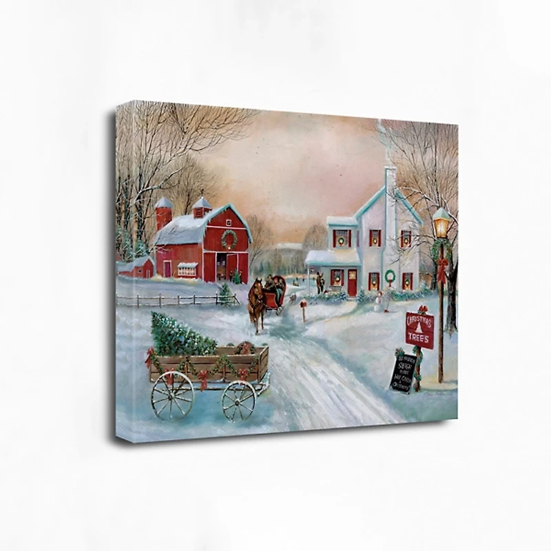 Christmas Tree Farm in Snow Canvas Art Print
