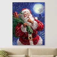 Shh Santa and the Moon Canvas Art Print