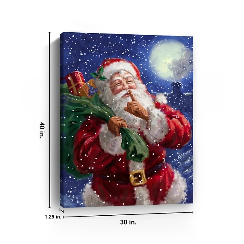 Shh Santa and the Moon Canvas Art Print