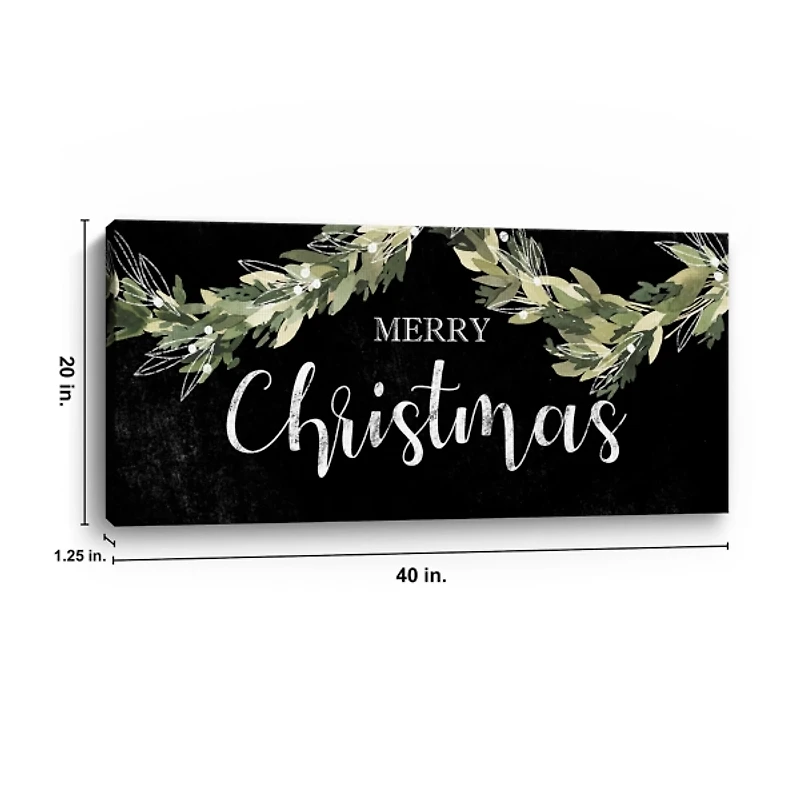 Black and Green Merry Christmas Canvas Art Print