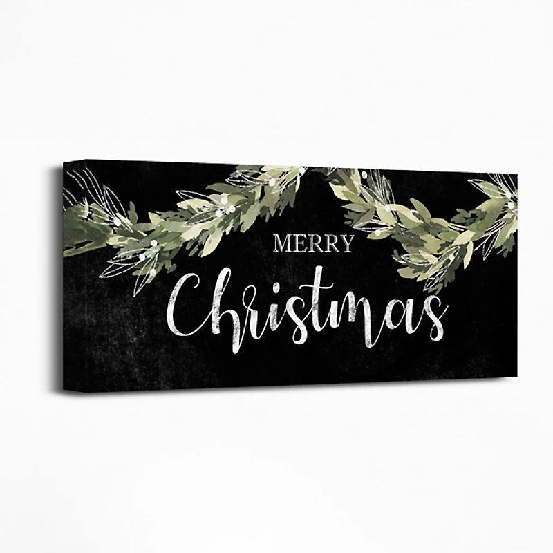 Black and Green Merry Christmas Canvas Art Print