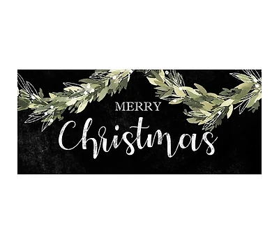 Black and Green Merry Christmas Canvas Art Print