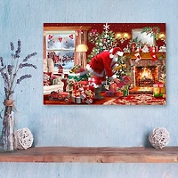 Santa by the Fire Canvas Art Print