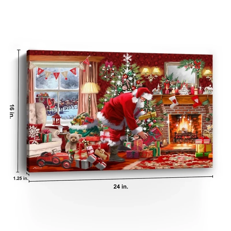 Santa by the Fire Canvas Art Print