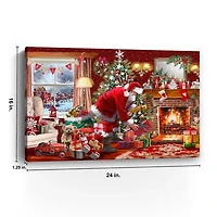 Santa by the Fire Canvas Art Print