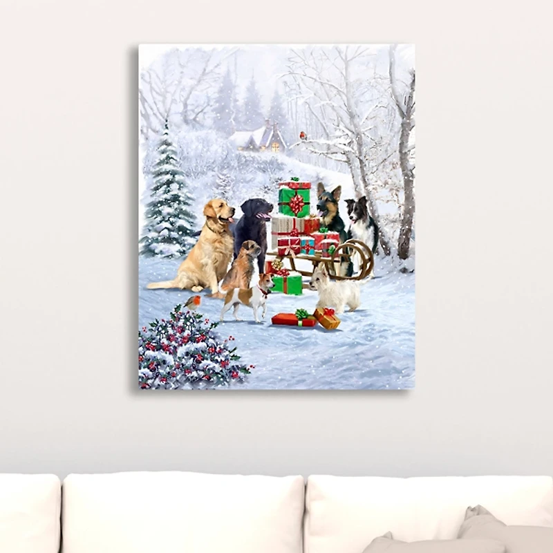 Dog and Presents Canvas Art Print