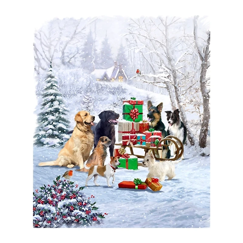 Dog and Presents Canvas Art Print