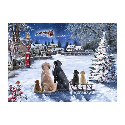 Dogs Watching Santa Canvas Art Print