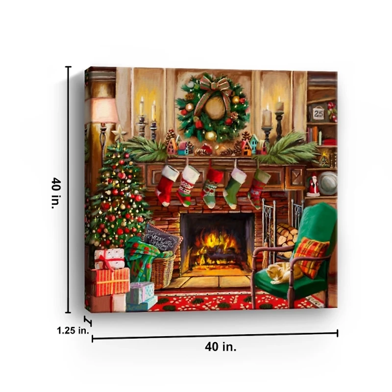Fireside Christmas Canvas Art Print
