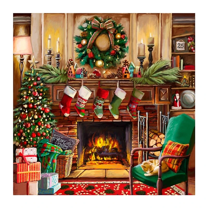 Fireside Christmas Canvas Art Print