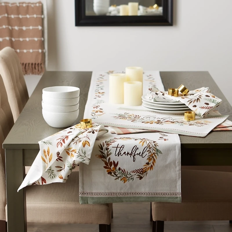 Thankful Wreath Reversible Runner, 72 in.