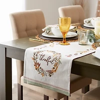 Thankful Wreath Reversible Runner, 72 in.