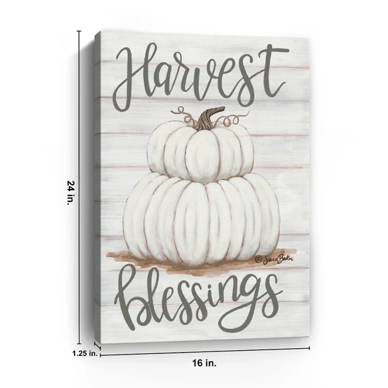 Pumpkin Stack Harvest Blessings Canvas Art Print