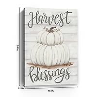 Pumpkin Stack Harvest Blessings Canvas Art Print