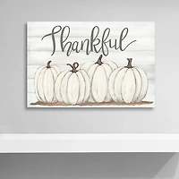 Cream Pumpkins Thankful Canvas Art Print