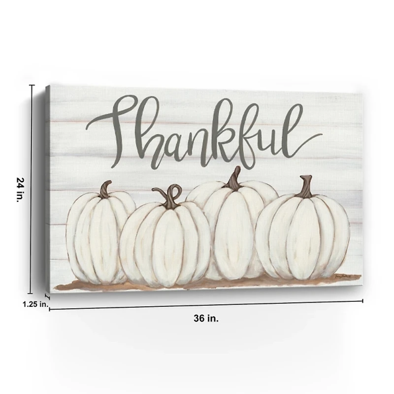 Cream Pumpkins Thankful Canvas Art Print