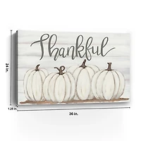 Cream Pumpkins Thankful Canvas Art Print