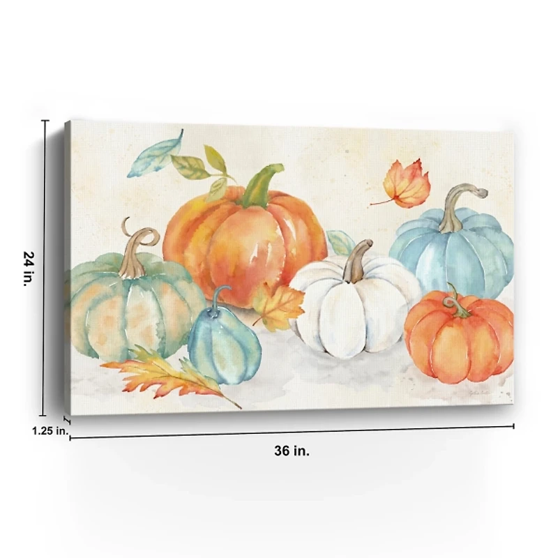 Blue and Orange Pumpkin Patch Canvas Art Print