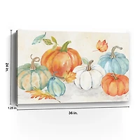 Blue and Orange Pumpkin Patch Canvas Art Print
