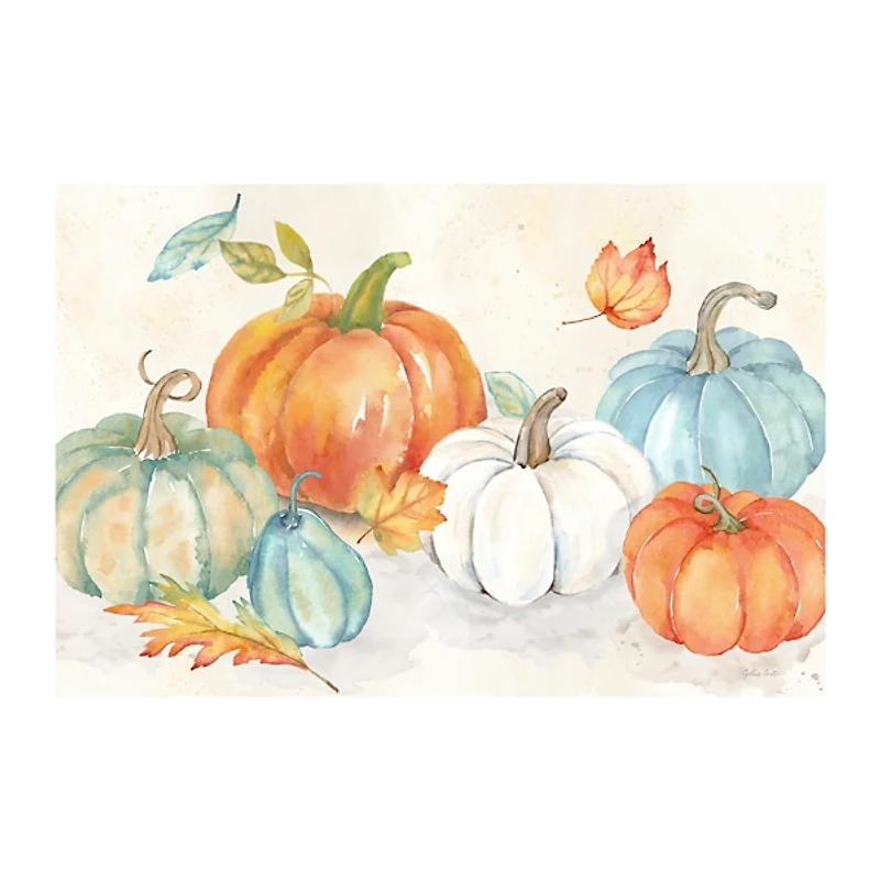 Blue and Orange Pumpkin Patch Canvas Art Print