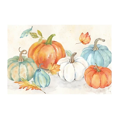 Blue and Orange Pumpkin Patch Canvas Art Print
