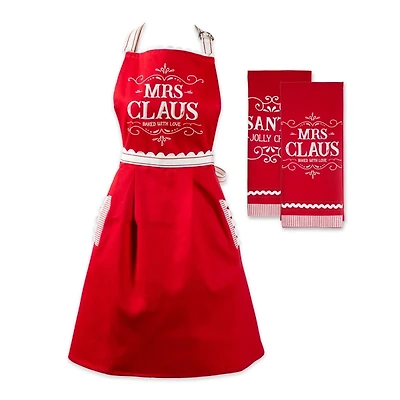 Mrs. Claus Apron and Kitchen Towels, Set of 3