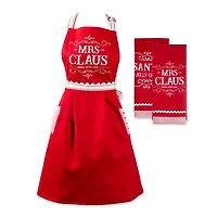 Mrs. Claus Apron and Kitchen Towels, Set of 3